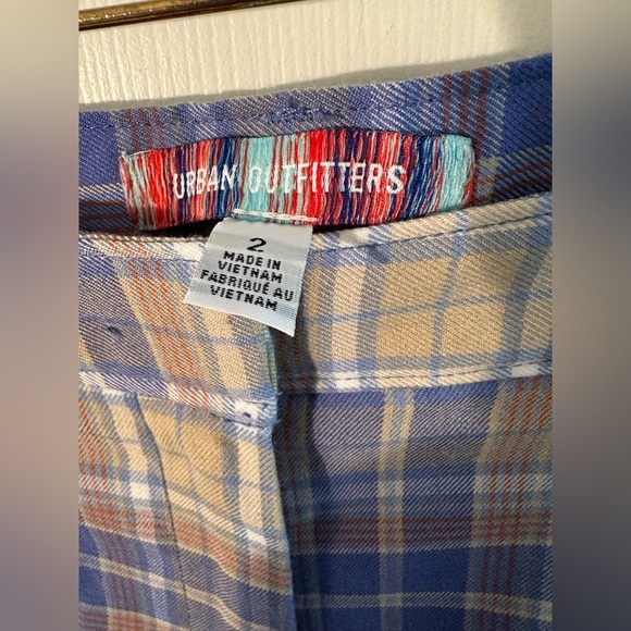 NWT URBAN OUTFITTERS 2 Isabella Printed Flare Pant Blue Multi Slim Fit 60’s 70’s - Picture 5 of 16